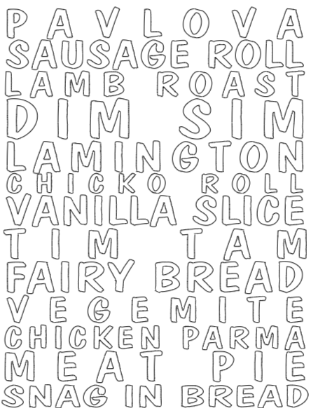 Aussie Foods HOODIE- Black w/White Lettering